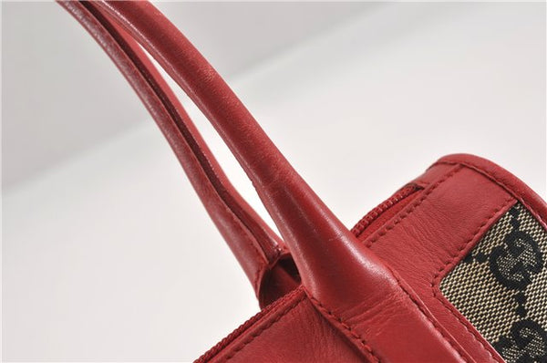 Authentic GUCCI Vintage Shoulder Hand Bag GG Canvas Leather 0000856 Black 8581F