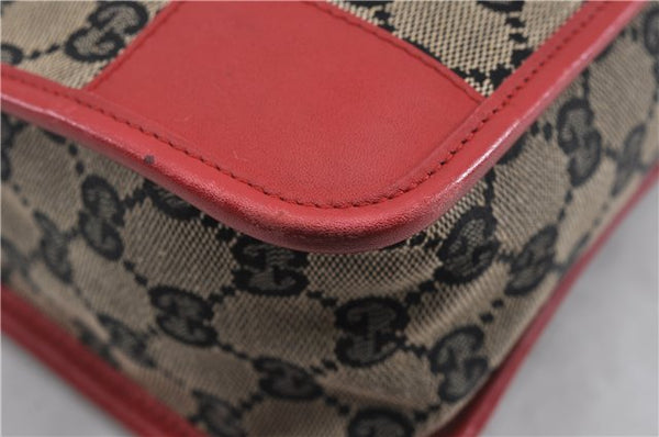 Authentic GUCCI Vintage Shoulder Hand Bag GG Canvas Leather 0000856 Black 8581F