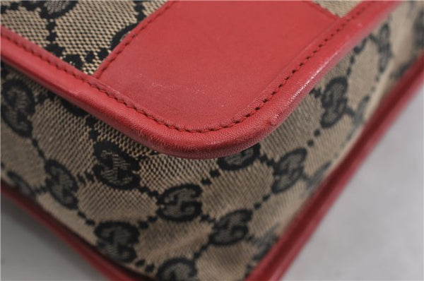 Authentic GUCCI Vintage Shoulder Hand Bag GG Canvas Leather 0000856 Black 8581F