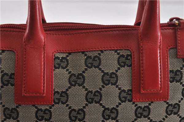 Authentic GUCCI Vintage Shoulder Hand Bag GG Canvas Leather 0000856 Black 8581F