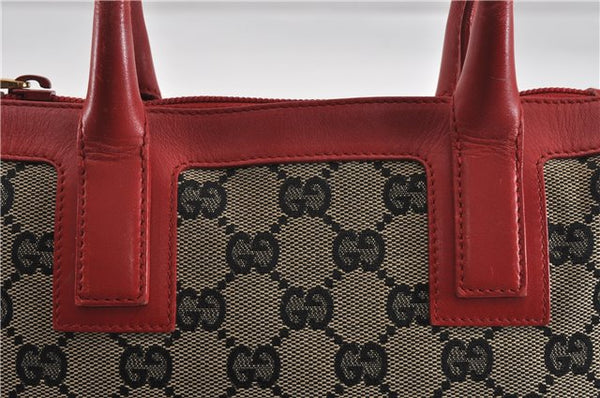 Authentic GUCCI Vintage Shoulder Hand Bag GG Canvas Leather 0000856 Black 8581F