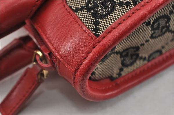 Authentic GUCCI Vintage Shoulder Hand Bag GG Canvas Leather 0000856 Black 8581F