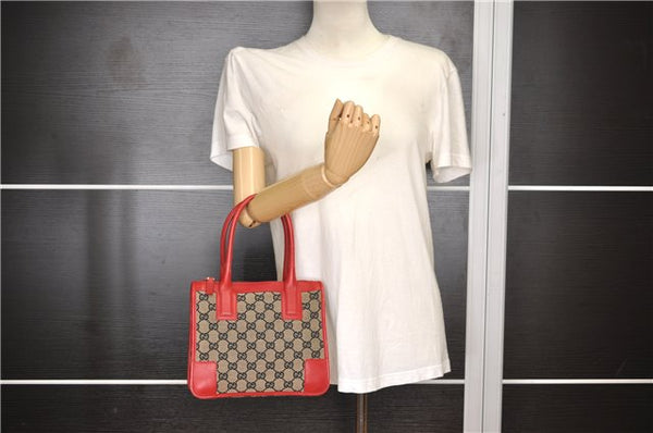 Authentic GUCCI Vintage Shoulder Hand Bag GG Canvas Leather 0000856 Black 8581F