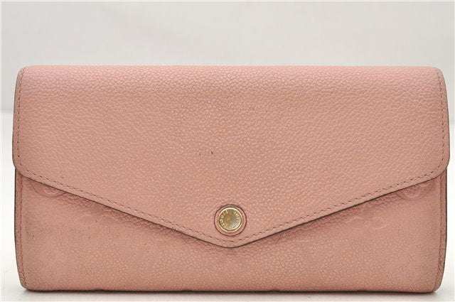 Authentic Louis Vuitton Monogram Empreinte Portefeuille Sarah Wallet Pink 8585E