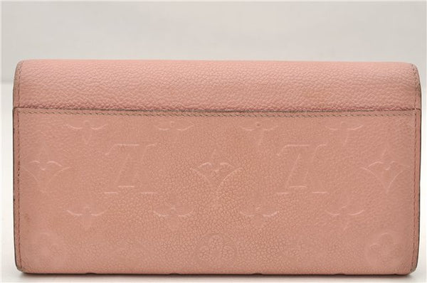 Authentic Louis Vuitton Monogram Empreinte Portefeuille Sarah Wallet Pink 8585E