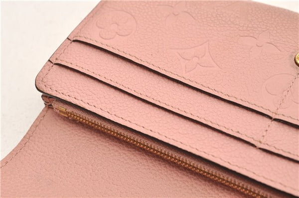 Authentic Louis Vuitton Monogram Empreinte Portefeuille Sarah Wallet Pink 8585E