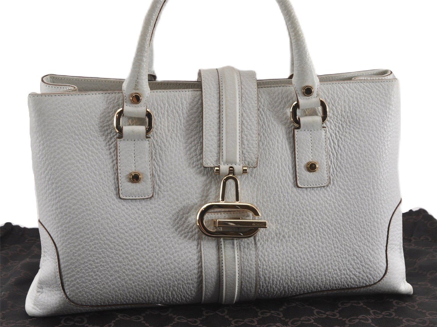 Authentic GUCCI Vintage Shoulder Hand Bag Purse Leather 131325 White 8591F