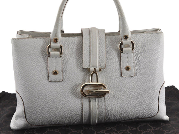 Authentic GUCCI Vintage Shoulder Hand Bag Purse Leather 131325 White 8591F