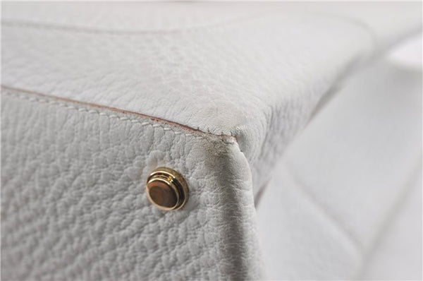 Authentic GUCCI Vintage Shoulder Hand Bag Purse Leather 131325 White 8591F