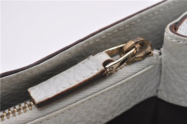 Authentic GUCCI Vintage Shoulder Hand Bag Purse Leather 131325 White 8591F