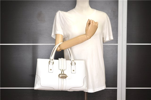 Authentic GUCCI Vintage Shoulder Hand Bag Purse Leather 131325 White 8591F