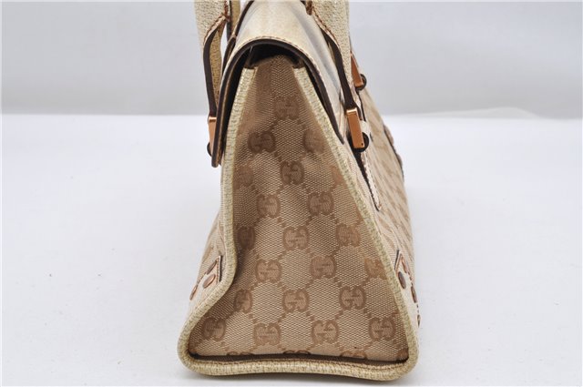 Authentic GUCCI Shoulder Hand Bag Purse GG Canvas Leather 124286 Beige 8592F