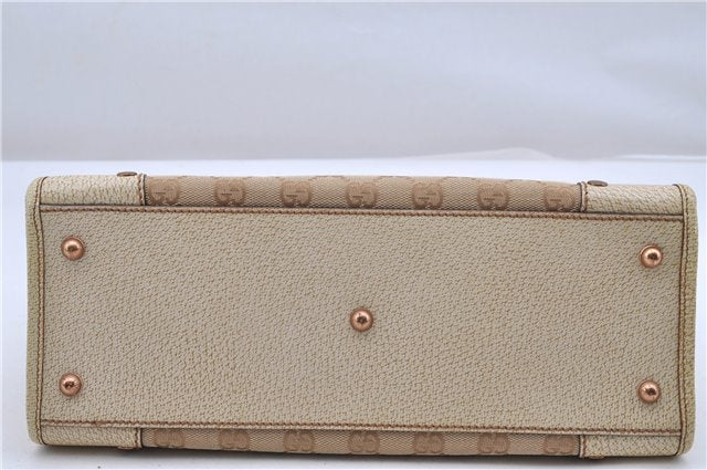 Authentic GUCCI Shoulder Hand Bag Purse GG Canvas Leather 124286 Beige 8592F