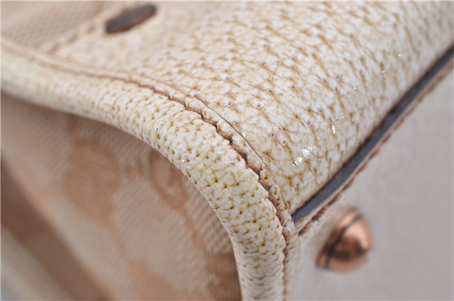 Authentic GUCCI Shoulder Hand Bag Purse GG Canvas Leather 124286 Beige 8592F