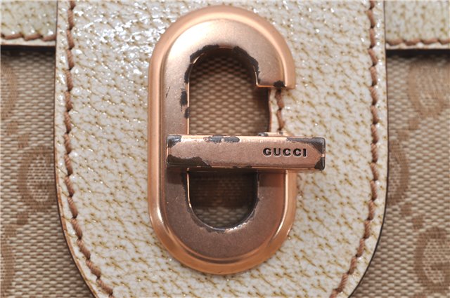 Authentic GUCCI Shoulder Hand Bag Purse GG Canvas Leather 124286 Beige 8592F