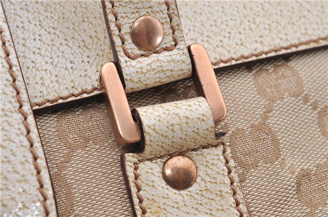 Authentic GUCCI Shoulder Hand Bag Purse GG Canvas Leather 124286 Beige 8592F