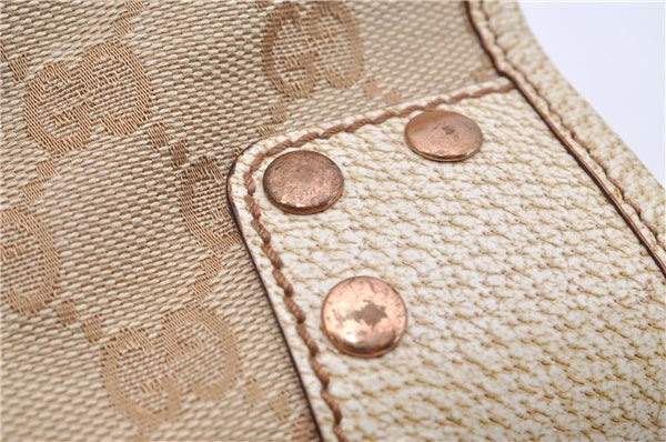 Authentic GUCCI Shoulder Hand Bag Purse GG Canvas Leather 124286 Beige 8592F