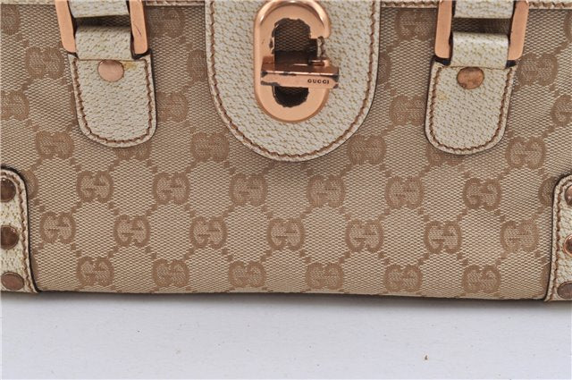 Authentic GUCCI Shoulder Hand Bag Purse GG Canvas Leather 124286 Beige 8592F