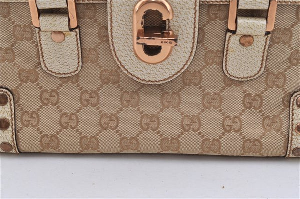 Authentic GUCCI Shoulder Hand Bag Purse GG Canvas Leather 124286 Beige 8592F