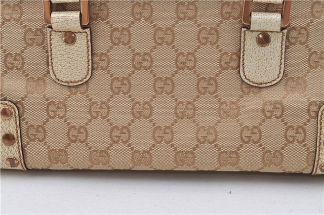 Authentic GUCCI Shoulder Hand Bag Purse GG Canvas Leather 124286 Beige 8592F