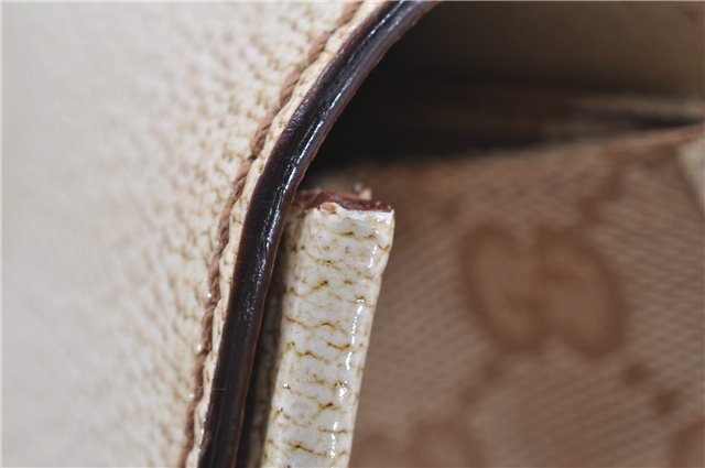 Authentic GUCCI Shoulder Hand Bag Purse GG Canvas Leather 124286 Beige 8592F