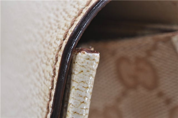 Authentic GUCCI Shoulder Hand Bag Purse GG Canvas Leather 124286 Beige 8592F