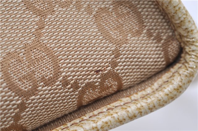 Authentic GUCCI Shoulder Hand Bag Purse GG Canvas Leather 124286 Beige 8592F