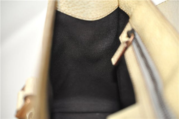 Authentic GUCCI Shoulder Hand Bag Purse GG Canvas Leather 124286 Beige 8592F