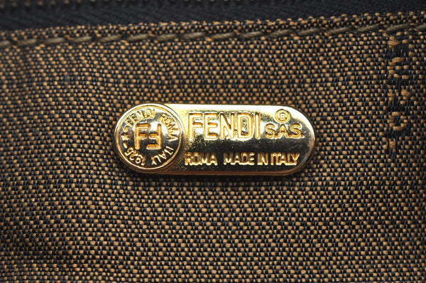 Authentic FENDI Vintage Zucca Hand Bag Purse Canvas Leather Brown 8593F