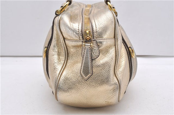 Authentic BURBERRY Vintage Leather Shoulder Hand Tote Bag Purse Gold 8594F