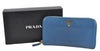 Authentic PRADA Saffiano Leather Long Wallet Purse Blue Box 8600F