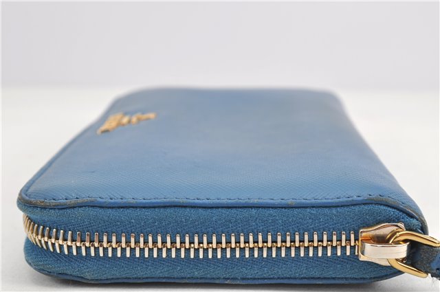 Authentic PRADA Saffiano Leather Long Wallet Purse Blue Box 8600F