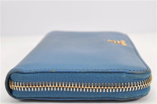 Authentic PRADA Saffiano Leather Long Wallet Purse Blue Box 8600F