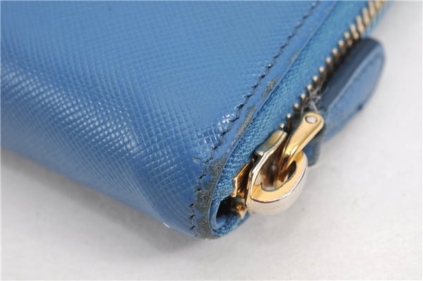 Authentic PRADA Saffiano Leather Long Wallet Purse Blue Box 8600F