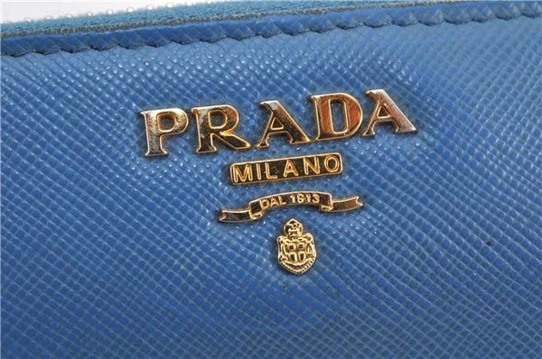 Authentic PRADA Saffiano Leather Long Wallet Purse Blue Box 8600F