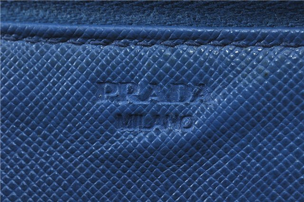 Authentic PRADA Saffiano Leather Long Wallet Purse Blue Box 8600F