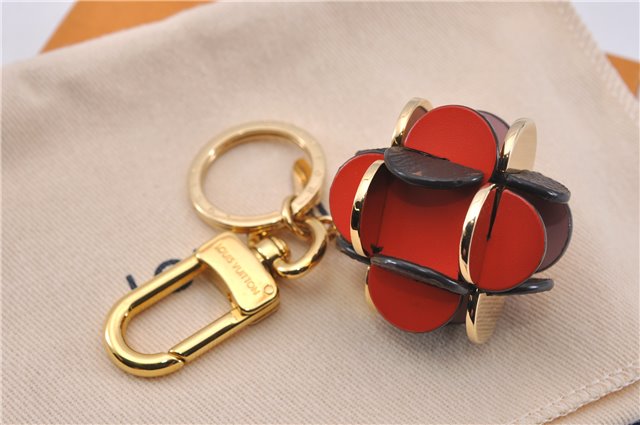Auth Louis Vuitton Monogram Porte Cles Flowering Key Ring Brown M67289 Box 8601F