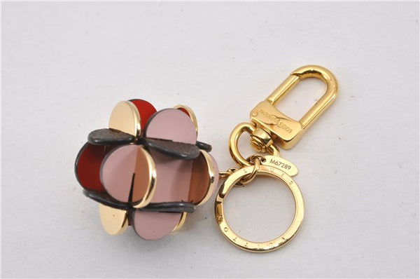 Auth Louis Vuitton Monogram Porte Cles Flowering Key Ring Brown M67289 Box 8601F