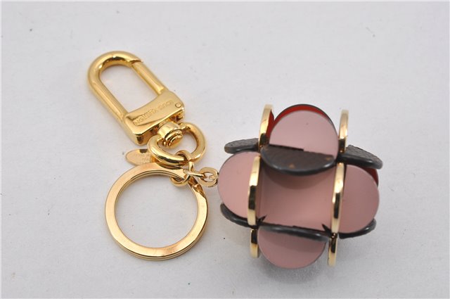 Auth Louis Vuitton Monogram Porte Cles Flowering Key Ring Brown M67289 Box 8601F