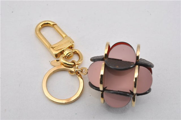 Auth Louis Vuitton Monogram Porte Cles Flowering Key Ring Brown M67289 Box 8601F