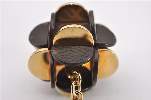 Auth Louis Vuitton Monogram Porte Cles Flowering Key Ring Brown M67289 Box 8601F