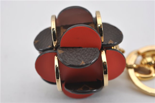 Auth Louis Vuitton Monogram Porte Cles Flowering Key Ring Brown M67289 Box 8601F