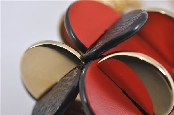 Auth Louis Vuitton Monogram Porte Cles Flowering Key Ring Brown M67289 Box 8601F