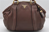 Authentic PRADA Vintage Leather Nappa 2Way Shoulder Tote Bag Brown 8603F