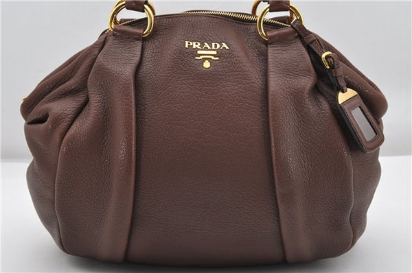 Authentic PRADA Vintage Leather Nappa 2Way Shoulder Tote Bag Brown 8603F
