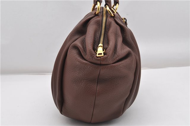 Authentic PRADA Vintage Leather Nappa 2Way Shoulder Tote Bag Brown 8603F