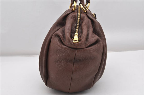 Authentic PRADA Vintage Leather Nappa 2Way Shoulder Tote Bag Brown 8603F