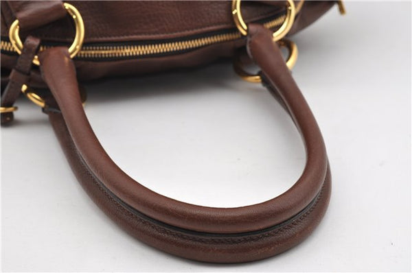 Authentic PRADA Vintage Leather Nappa 2Way Shoulder Tote Bag Brown 8603F