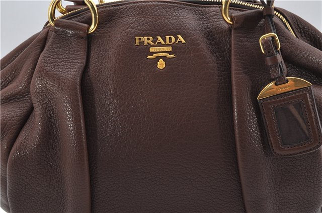 Authentic PRADA Vintage Leather Nappa 2Way Shoulder Tote Bag Brown 8603F