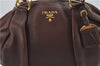 Authentic PRADA Vintage Leather Nappa 2Way Shoulder Tote Bag Brown 8603F